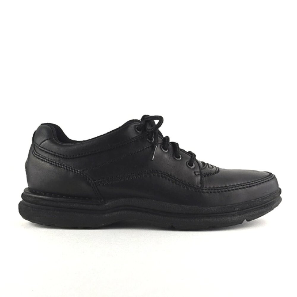 Rockport Men's Black Leather Lace Up Oxfords Shoes Work Walking Comfort Sz 10.5 - Picture 2 of 16